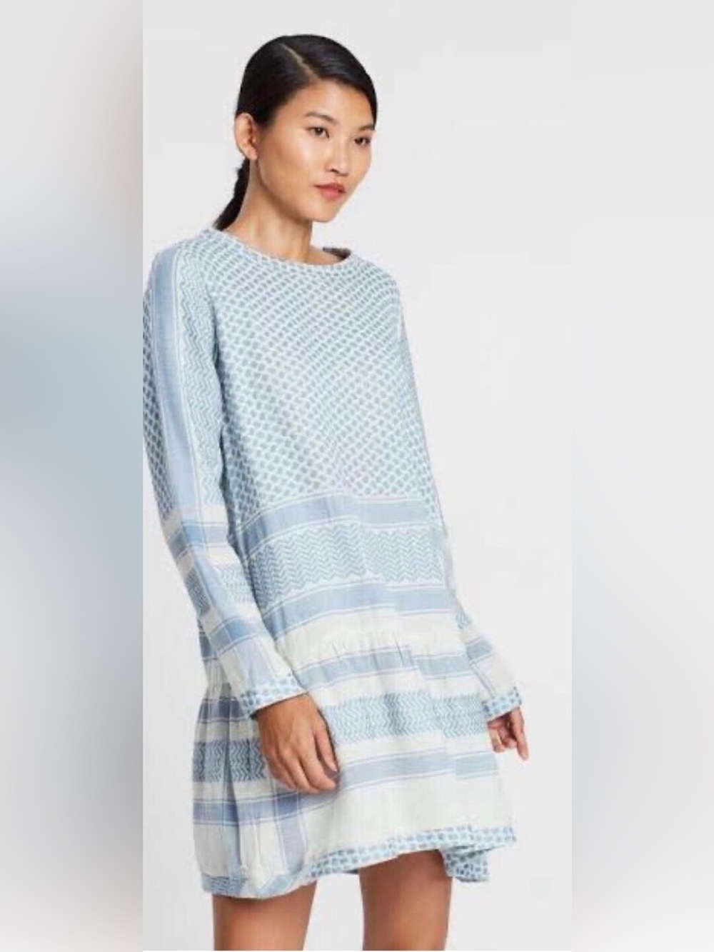 Cecilie Copenhagen Josefine long sleeve pattern ruffle mini dress